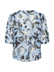 Kaffe Blue KAelina V-Neck Floral Print Blouse - Image 6 of 6