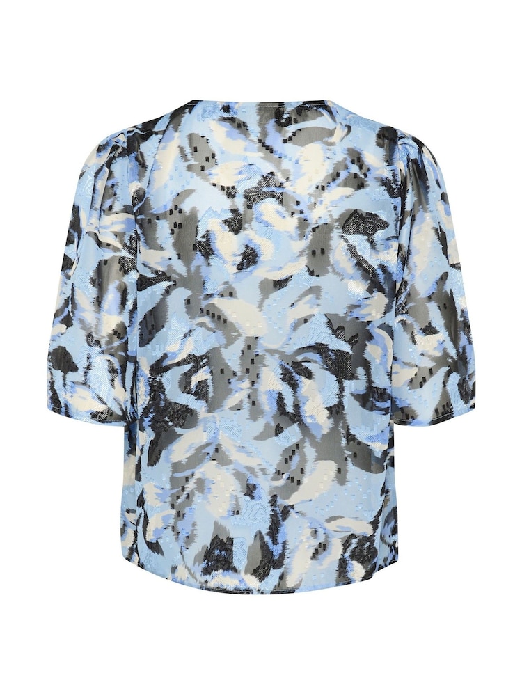 Kaffe Blue KAelina V-Neck Floral Print Blouse - Image 6 of 6 Kaffe Blue KAelina V-Neck Floral Print Blouse - Image 6 of 6