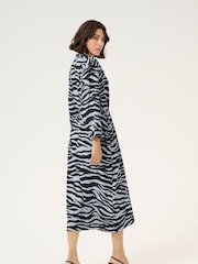Kaffe Blue KAolga Long Sleeve Midi Shirt Dress - Image 2 of 5