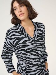 Kaffe Blue KAolga Long Sleeve Midi Shirt Dress - Image 3 of 5