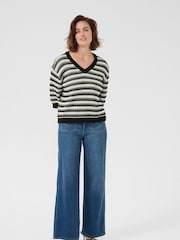 Kaffe KAstine Pullover V-neck Loose Sleeves Black Jumper - Image 2 of 5