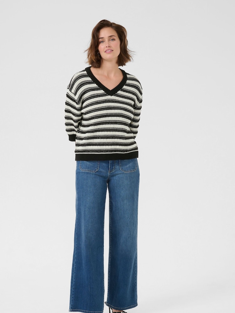 Kaffe KAstine Pullover V-neck Loose Sleeves Black Jumper - Image 2 of 5