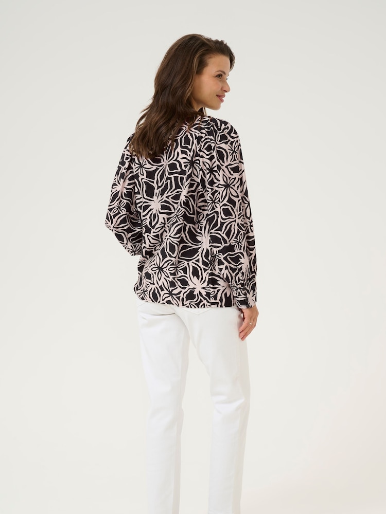 Kaffe KAhannah Floral Print Long Sleeve Black Blouse - Image 2 of 6 Kaffe KAhannah Floral Print Long Sleeve Black Blouse - Image 2 of 6