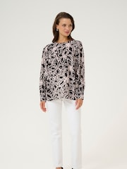 Kaffe KAhannah Floral Print Long Sleeve Black Blouse - Image 3 of 6