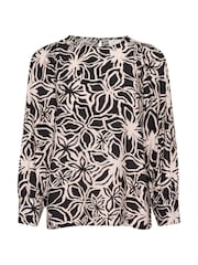 Kaffe KAhannah Floral Print Long Sleeve Black Blouse - Image 5 of 6