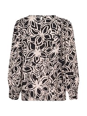 Kaffe KAhannah Floral Print Long Sleeve Black Blouse - Image 6 of 6