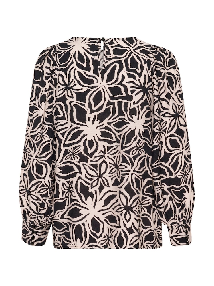 Kaffe KAhannah Floral Print Long Sleeve Black Blouse - Image 6 of 6 Kaffe KAhannah Floral Print Long Sleeve Black Blouse - Image 6 of 6