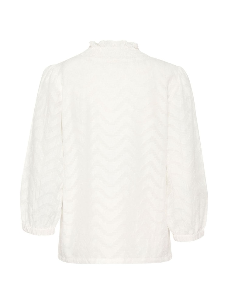 Kaffe KAvictoria V-Neck 3/4 Sleeve 100% Cotton White Blouse - Image 5 of 5