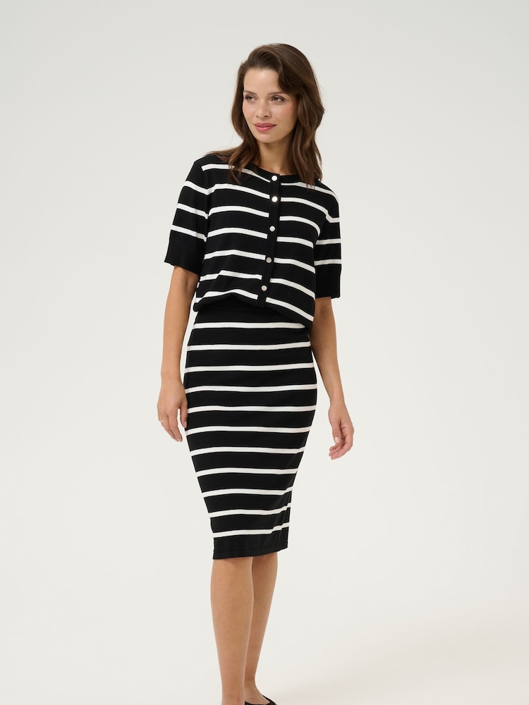 Kaffe KAlizza Short Sleeve Striped Black Cardigan - Image 2 of 6