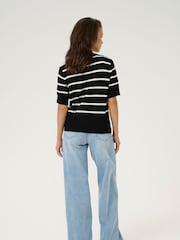 Kaffe KAlizza Short Sleeve Striped Black Cardigan - Image 3 of 6