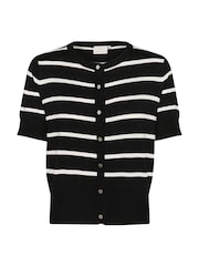 Kaffe KAlizza Short Sleeve Striped Black Cardigan - Image 5 of 6