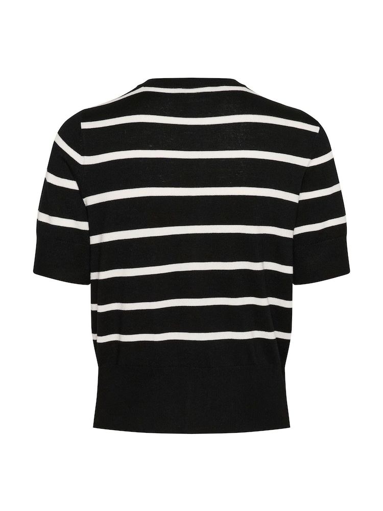 Kaffe KAlizza Short Sleeve Striped Black Cardigan - Image 6 of 6
