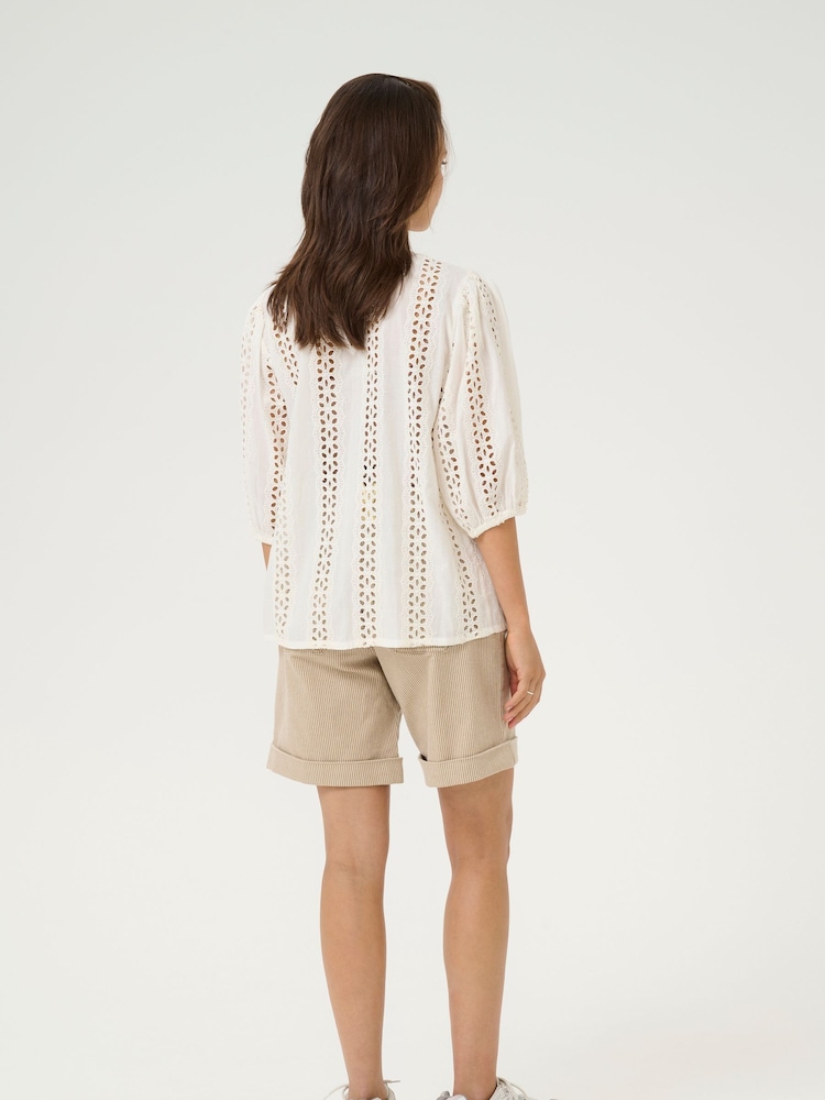 Kaffe KArandy 3/4 Sleeve Woven 100% Cotton White Blouse - Image 2 of 6