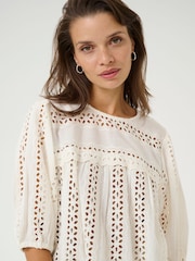 Kaffe KArandy 3/4 Sleeve Woven 100% Cotton White Blouse - Image 4 of 6