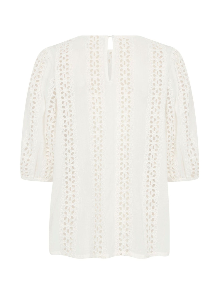 Kaffe KArandy 3/4 Sleeve Woven 100% Cotton White Blouse - Image 6 of 6