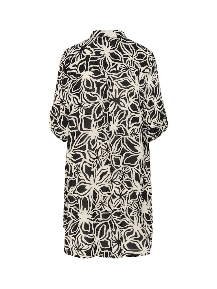 Kaffe KAhildur Floral Print Amber Black Shirt Dress - Image 5 of 5
