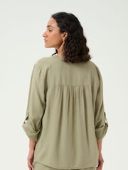 Kaffe Green KAmilia V-Neck Long Sleeve Blouse - Image 2 of 7