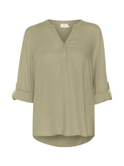 Kaffe Green KAmilia V-Neck Long Sleeve Blouse - Image 5 of 7