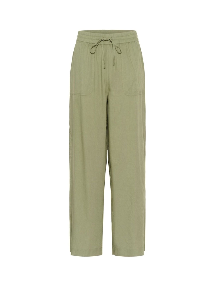 Kaffe Green KAmilia High Waisted Long Wide Trousers - Image 1 of 2