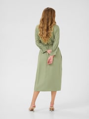 Kaffe Green KAolga Long Sleeve Midi Shirt Dress - Image 2 of 4