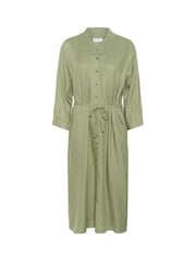 Kaffe Green KAolga Long Sleeve Midi Shirt Dress - Image 4 of 4