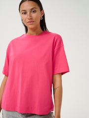 Kaffe Pink 100% Cotton KAtomina Relaxed Short Sleeve T-Shirt - Image 1 of 6