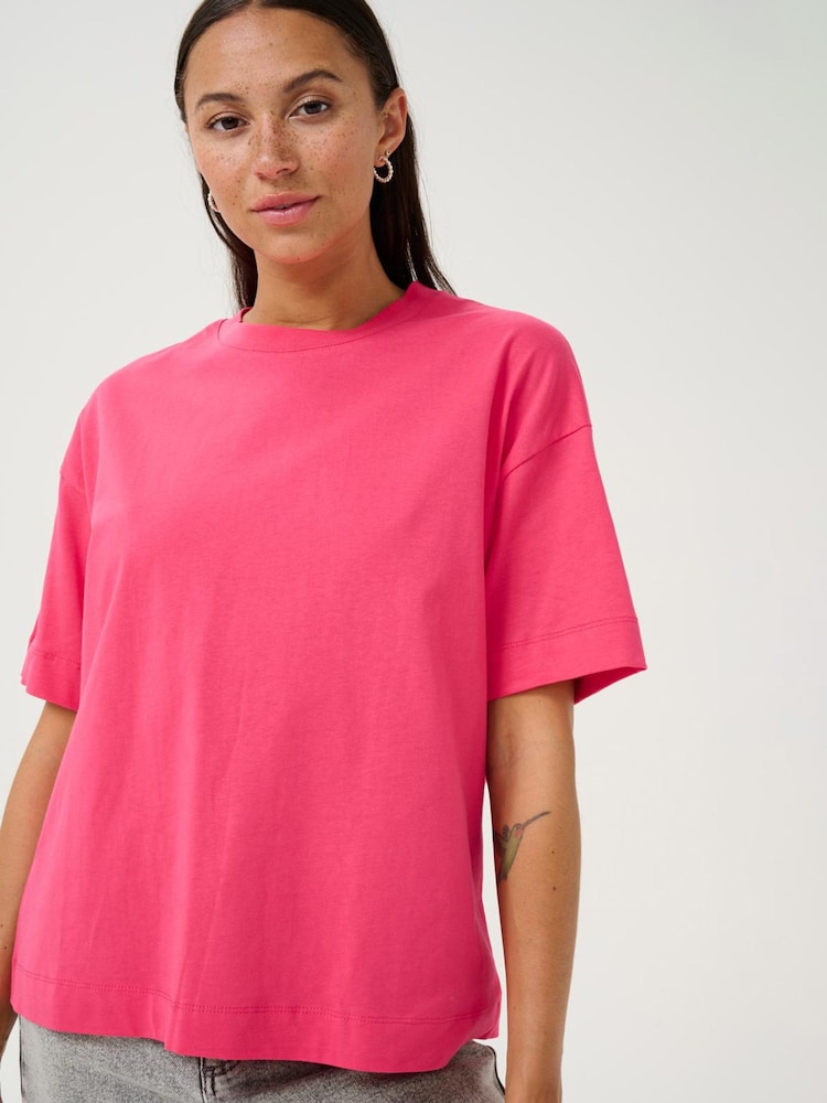 Kaffe Pink 100% Cotton KAtomina Relaxed Short Sleeve T-Shirt - Image 1 of 6