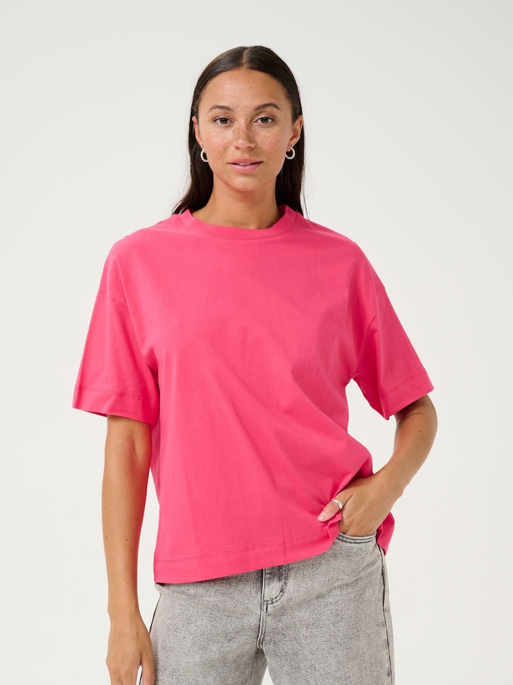 Kaffe Pink 100% Cotton KAtomina Relaxed Short Sleeve T-Shirt - Image 2 of 6