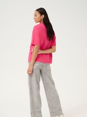 Kaffe Pink 100% Cotton KAtomina Relaxed Short Sleeve T-Shirt - Image 4 of 6