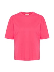 Kaffe Pink 100% Cotton KAtomina Relaxed Short Sleeve T-Shirt - Image 5 of 6