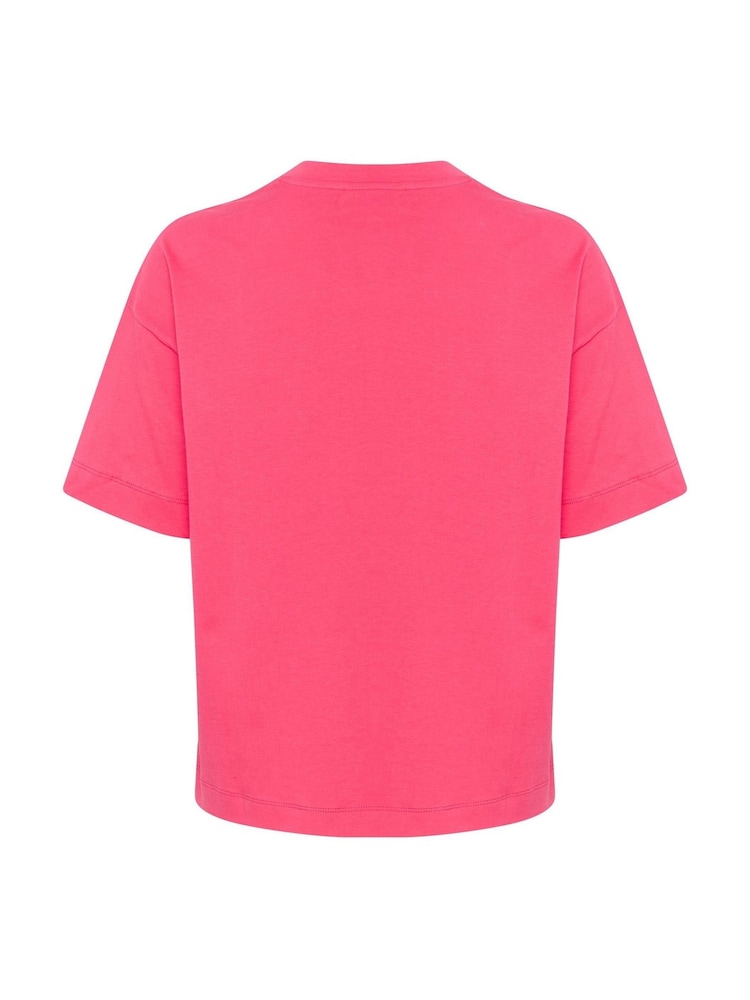 Kaffe Pink 100% Cotton KAtomina Relaxed Short Sleeve T-Shirt - Image 6 of 6