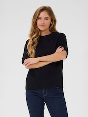 Kaffe 100% Cotton KAtomina Relaxed Short Sleeve Black T-Shirt - Image 1 of 6