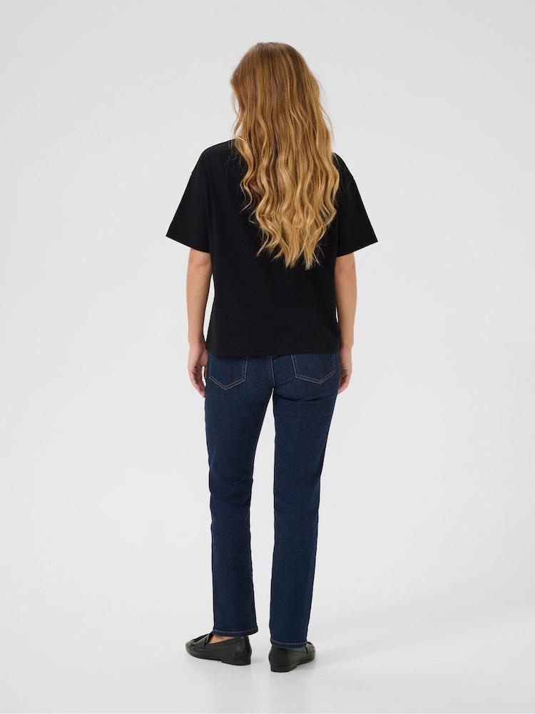 Kaffe 100% Cotton KAtomina Relaxed Short Sleeve Black T-Shirt - Image 2 of 6