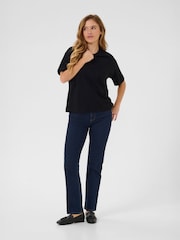 Kaffe 100% Cotton KAtomina Relaxed Short Sleeve Black T-Shirt - Image 3 of 6