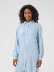 Kaffe Blue KAmilia Long Sleeve Shirt Dress - Image 1 of 5