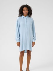 Kaffe Blue KAmilia Long Sleeve Shirt Dress - Image 3 of 5