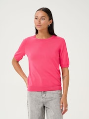 Kaffe Pink KAlizza Round Neck Short Sleeve Pullover Jumper - Image 1 of 6