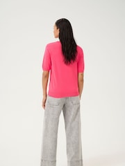 Kaffe Pink KAlizza Round Neck Short Sleeve Pullover Jumper - Image 2 of 6