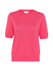 Kaffe Pink KAlizza Round Neck Short Sleeve Pullover Jumper - Image 5 of 6