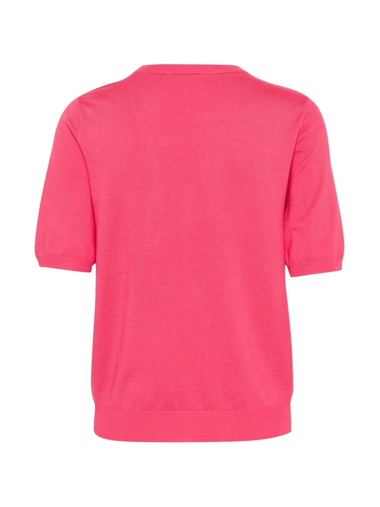 Kaffe Pink KAlizza Round Neck Short Sleeve Pullover Jumper - Image 6 of 6