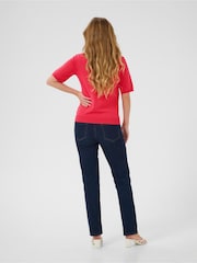 Kaffe Red KAlizza V-Neck Short Sleeve Pullover Jumper - Image 2 of 6
