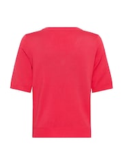 Kaffe Red KAlizza V-Neck Short Sleeve Pullover Jumper - Image 6 of 6