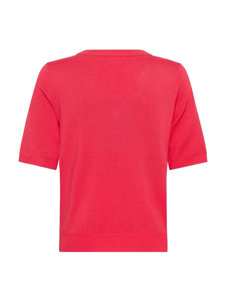 Kaffe Red KAlizza V-Neck Short Sleeve Pullover Jumper - Image 6 of 6