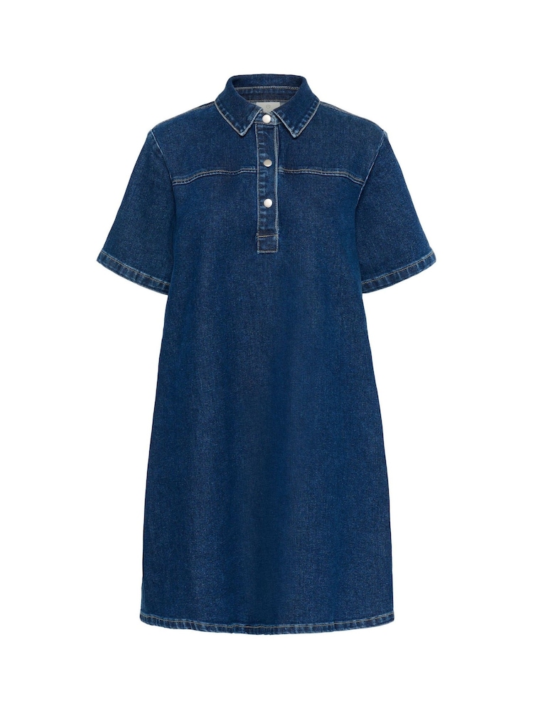 Kaffe Blue KAsandra Half Sleeves Denim Dress - Image 1 of 2