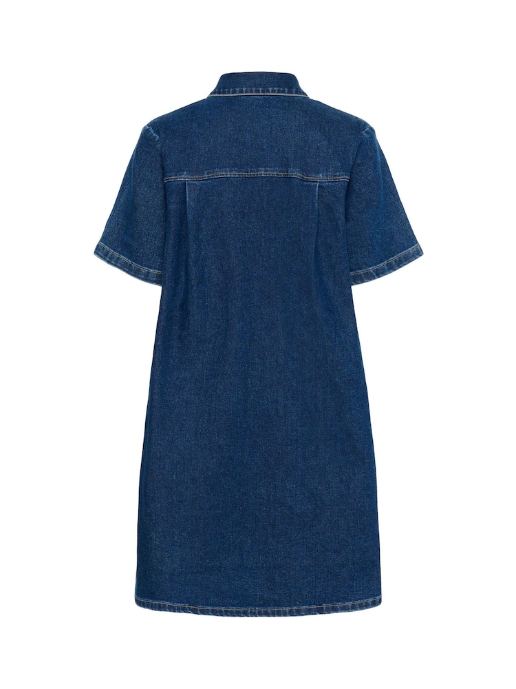 Kaffe Blue KAsandra Half Sleeves Denim Dress - Image 2 of 2