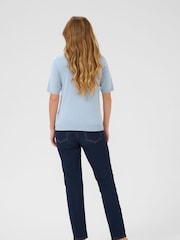 Kaffe Blue KAlizza Round Neck Short Sleeve Pullover Jumper - Image 2 of 6