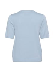 Kaffe Blue KAlizza Round Neck Short Sleeve Pullover Jumper - Image 6 of 6