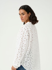 Kaffe KAsilina Round Neck Broderie White Shirt - Image 2 of 6