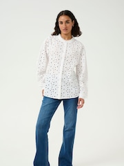 Kaffe KAsilina Round Neck Broderie White Shirt - Image 3 of 6