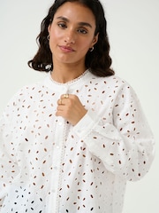 Kaffe KAsilina Round Neck Broderie White Shirt - Image 4 of 6